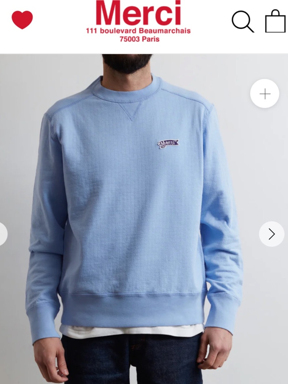 Men's Cream Merci 111 Paris Crewneck Sweatshirt Medium